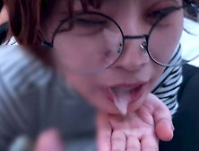Glasses Girl Gets Caught By The Smell Of Dick And Sucks Up A Lot Of Sperm