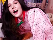 Lustende Nezuko Smagte En Menneskelig Cock (Cosplay)