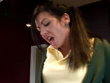 Brunette In Pigtails Fucking In Student 18+ Dress - Gina Jameson