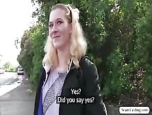 Blonde Claire Gets Her Pussy Fucked By The Fake Agent In Public