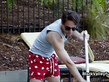 Assy ebony bikini sweetheart cocked by white meat