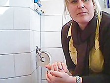 Woman Being Caught On Hidden Camera In Bathroom