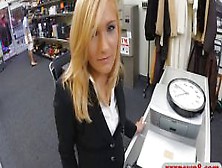 Hot Blonde Milf Sucks Off And Pounded In Storage Room