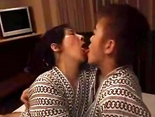 Mature woman kissing and fucking young guy (18+)