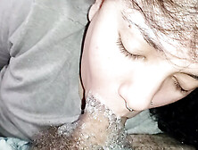 BIG LIPS SUCKING THE BOTTOM OF THE HARD COCK, ROLLING HARD AND DELICIOUSLY