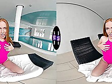 Redhead beauty Holly Molly enjoys solo sex by the pool