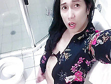 Solo Trans Anairb Pee And Masturbate And Cum In The Hotel Toilet