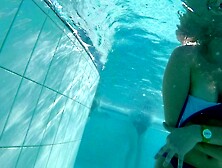 Sexy teeny flashes her fresh saggy titties in a public pool