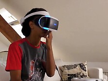 Playstation VR Play of Black Teens Fantasies in a Lace Underware