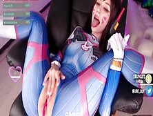 D. Va cosplay with blowjob and baddragon toy Purple Bitch