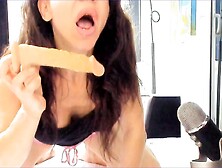 Slow And Fast Blowjob With Big Dildo, Spit, Slobbery