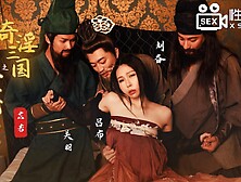 Busty sexy Thai wifey with fine cosplay dress have her first time group sex with 3 huge penii