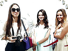 Two Playful Teenies In Nice Dresses Amusing With Sex Toys On The Ferris Wheel