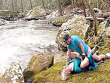 Ventures Outside For A Public Waterfall Hike And Finds A Bed Of Moss To Fuck On