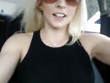 Sexy Blonde Cums In Her Car With A Dildo