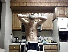 Cute Blond Teen Shows Off His Muscles