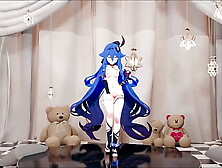 Honkai Impact 3rd Sirin Cartoon Undress Dance Queencard Song MMD 3D Blue Hair