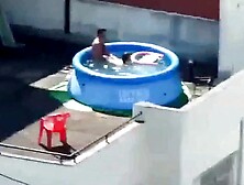 Spied Sex In The Pool On The Roof