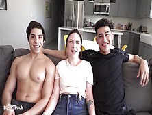 Two handsome guys,  Jacob Booker and Andre Willis are fucking Monica Scott,  at the same time