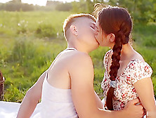 Romantic sex on picnic