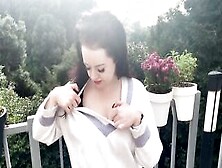 Cutie Gf Lara Is Touching Her Boobs Outdoors