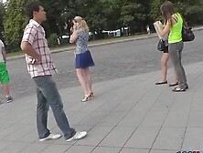 Look up her pleated blue petticoat