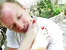 Wanton and pretty Caressa Me with small tattoo on her leg