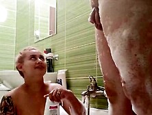 ASSFUCKSEX - Teen take care of him and cleans old guy small cock. mp4