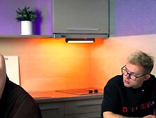 Step Mommy Drops Banana, Sits on Step Son's Face & Gets Kitchen Pounded