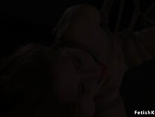 In brutal hogtie brunette tormented