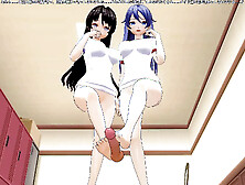 Two Students in Tracksuits Jerk off a Dick with Their Feet in the Locker Room