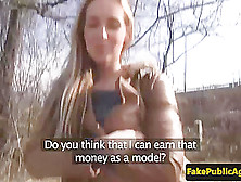 Pulled euro beauty fucked from behind outdoor