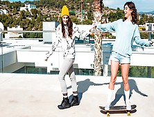 Impressive Julia Roca and Anneke Necro's small tits sex