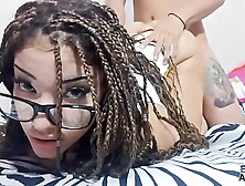 Perverted stepbrother masturbation in front of his stepsister while his sister catches him,  morboses him and lends him her snatc