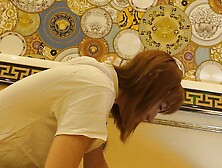 Hot Tight Pussy Skinny Redhead Braless and No Panties on The Bed gets Bored and Ignored in Black Stockings