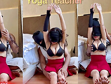 Hot Indian Yoga Teacher Fucks Sexy Fitness Girl in Class - Desi MILF Cheating on Husband