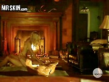 Curvy Blonde Celebrity Kisses Boyfriend And Strips By The Fireplace.