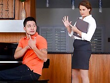 Bitchy busty MILF Allison Moore screwed in the missionary pose