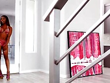 Sarah Banks Teases and Please her Male Friend in the Kitchen