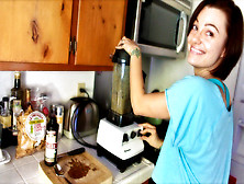 Nice Short Haired Porn Lady Enjoying A Cup Of Coffee In Her Kitchen,  She Loves To Chill There