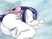 Blue-haired anime girl is having sex with her horny partner