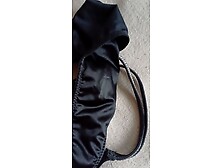 Jerking off and cumshot in wife's dirty thong