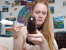 Huge toy cums in her holes