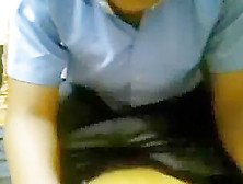 College immature Enjoys From Home In Front Of Webcam