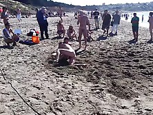 Naked Guys Wrestling At The Beach