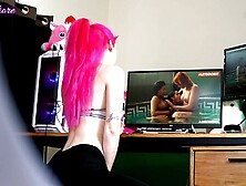 Stepsister gets spied watching porn for the first time