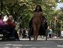 Naked Euro babe pulling chariot