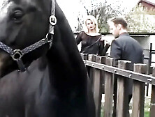 Blonde Gets Double Penetration by Two Big Cocks Outdoor