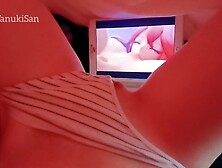 SELF PERSPECTIVE Kawaii Japanese chick touching herself watching lezbian porn anime wet Pink Cunt family are home