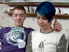 This babe's so hawt...  this blameless looking blue-haired nymph gets screwing nasty.  Aster V rides Milo P in advance of this cha